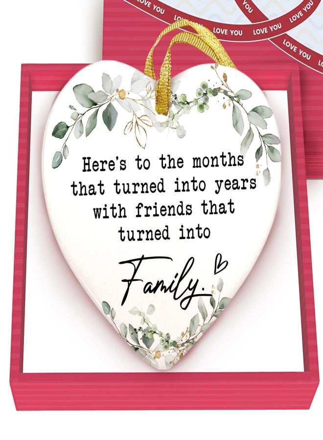 GOSSBY Friendship Ornament for Women for Friend - Friends That Turned into Family - Heart-Shaped Ceramic Xmas Decoration for Tree 2025 - Image 1